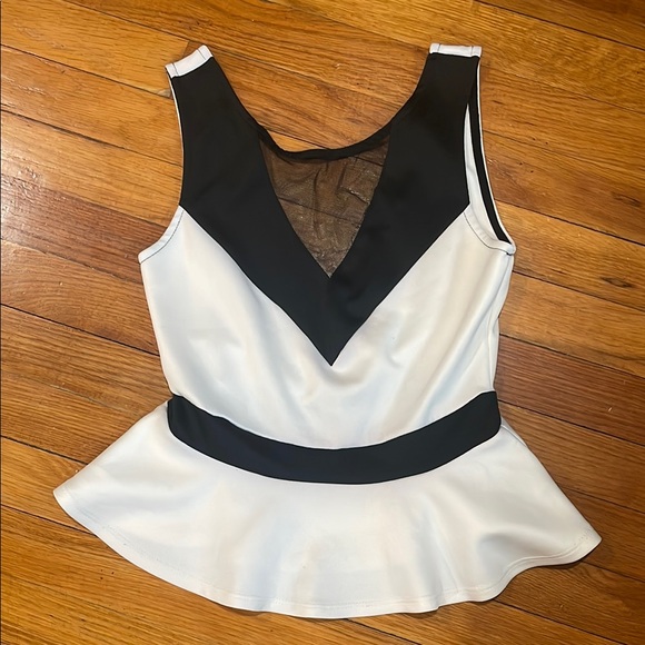 Elegant Black and White Peplum Top - Picture 1 of 4